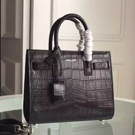 Replica Saint Laurent Nano Sac De Jour Croc Embossed Black Bag